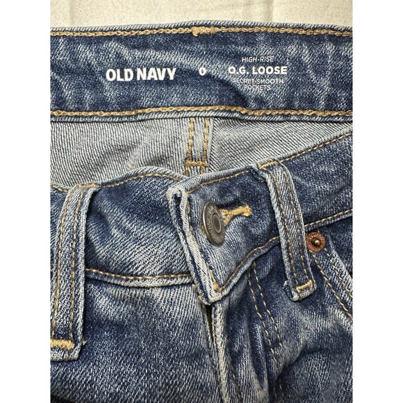 Old Navy O.G. Loose High Rise Raw Hem Blue Jean Women's SIZE 0 - Picture 4 of 8